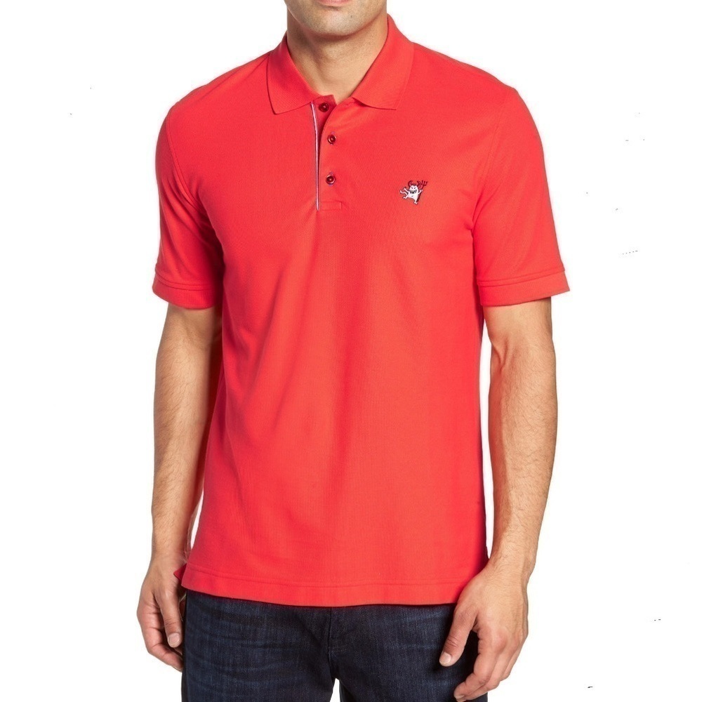 Robert Graham Red Skeleton Short Sleeve Polo in Size M